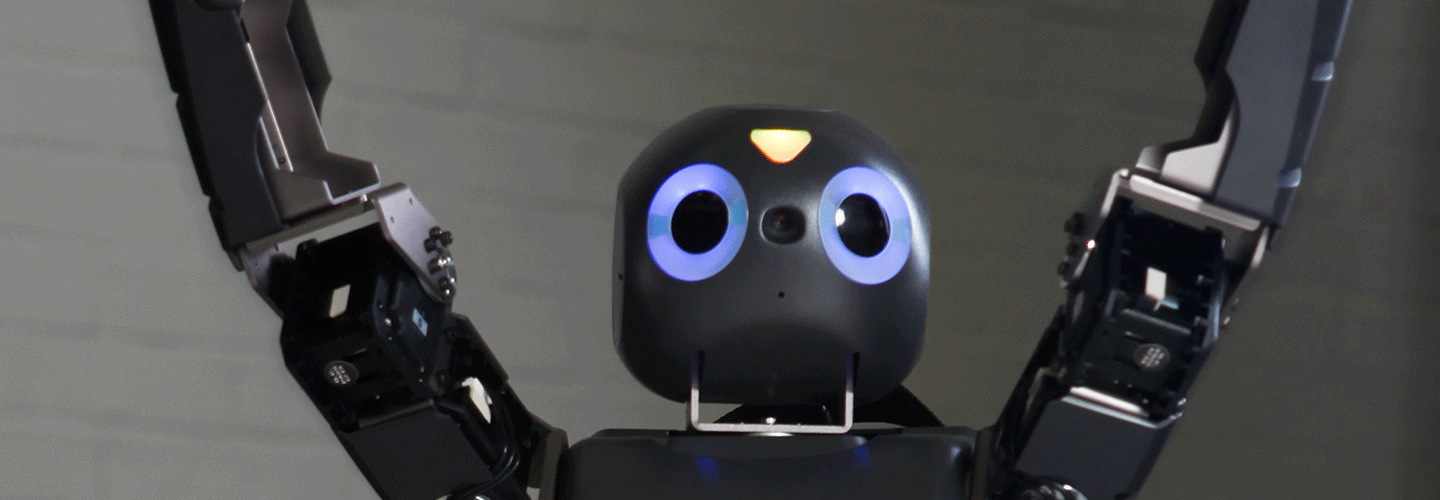 robot celebrating mobile