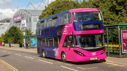 University bus travelling through Hatfield
