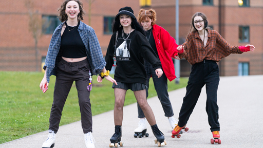 Students rollerskating