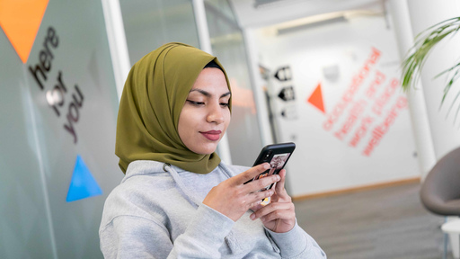 A student operating mobile device