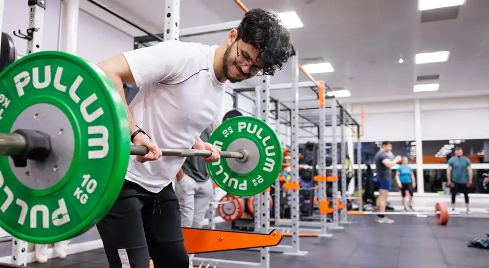 A person doing a bent over row