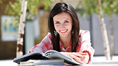 Student reading book