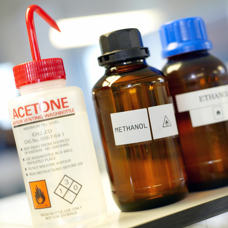 Chemicals on table
