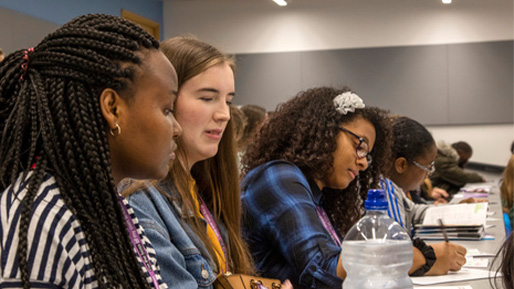 Female students in lecture hall