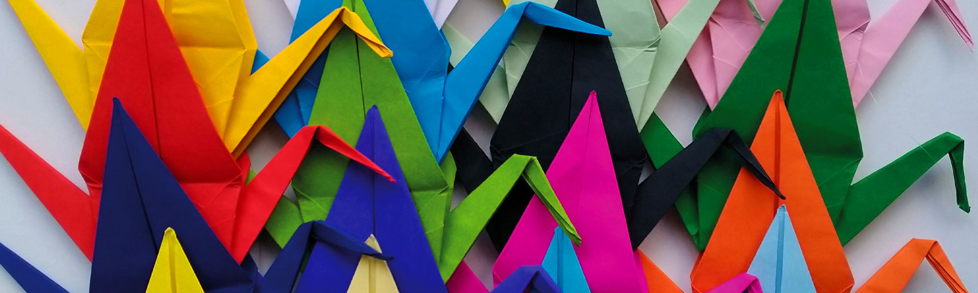 Colourful paper cranes