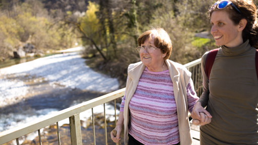 Image of an older lady sightseeing