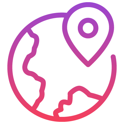 Icons showing a globe and location pin