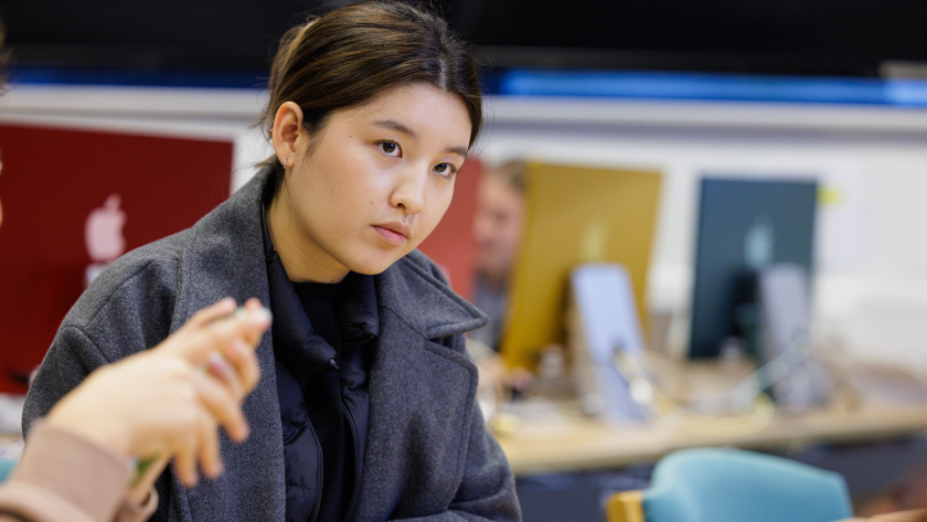 A student looking concentrating