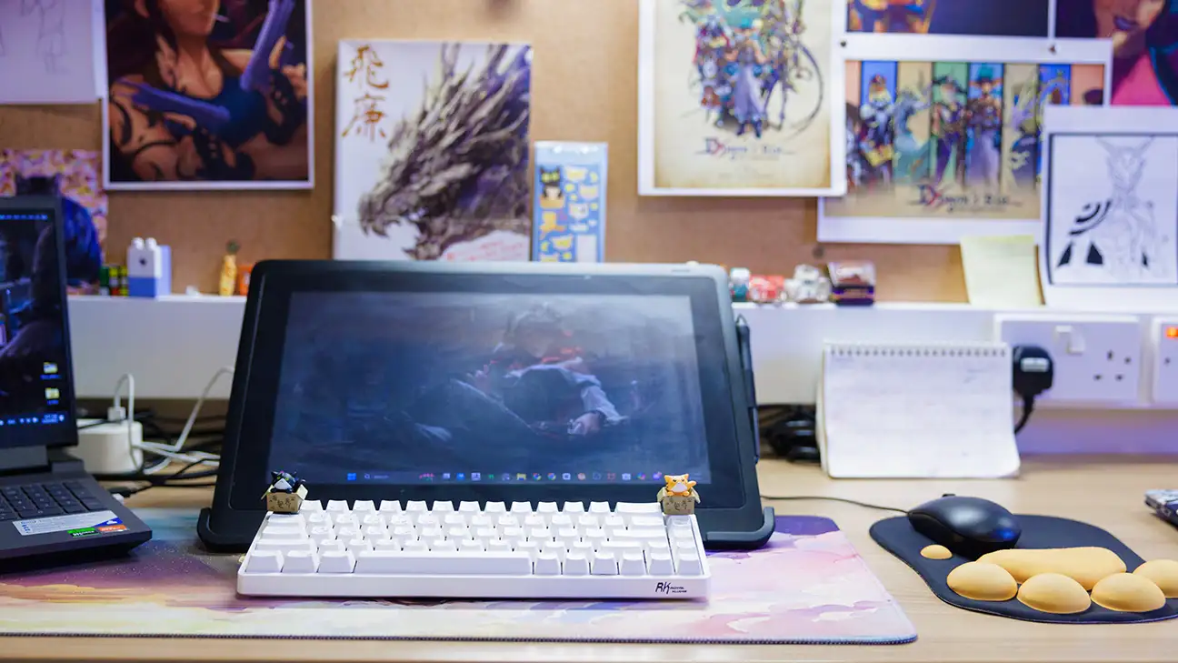 Desk with laptop on it 