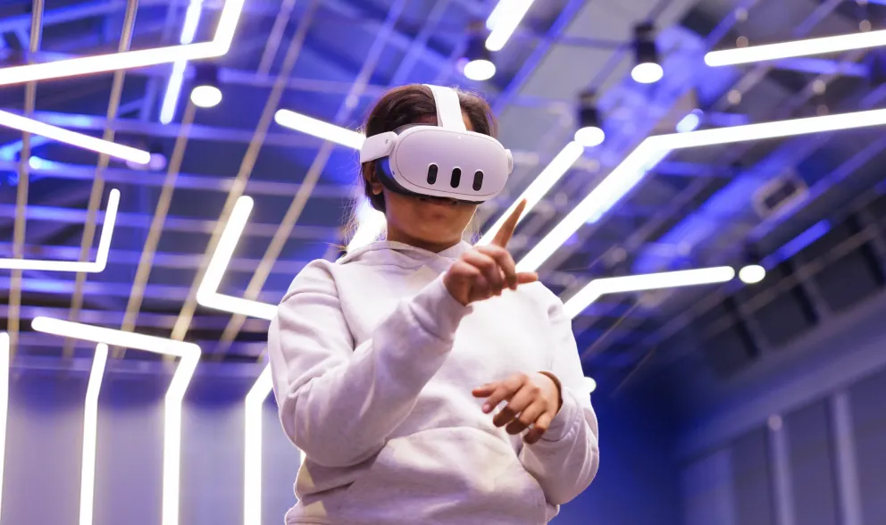 Student using a VR headset
