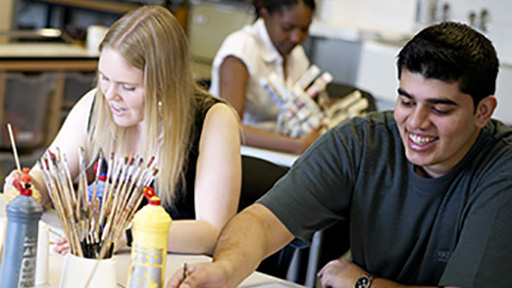 Students in art room