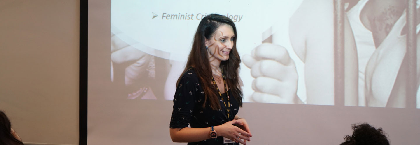 Female academic presenting