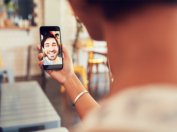 Lady on video chat on phone