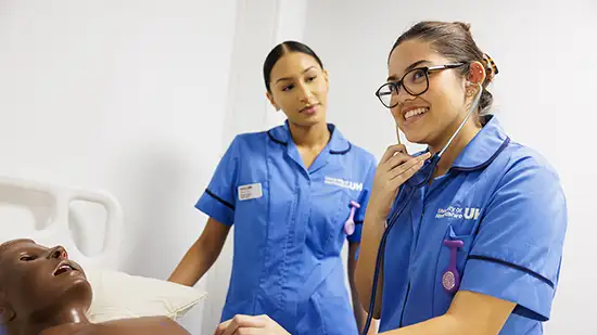 A student with a stethoscope 