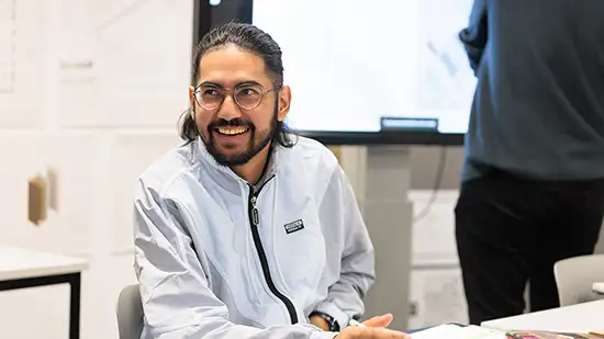 A student smiling