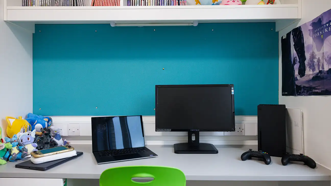 desk with screen