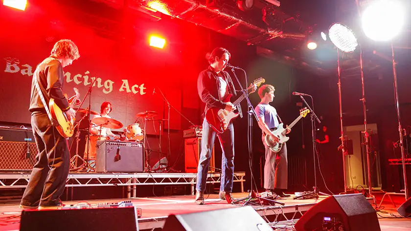 Band on stage playing music