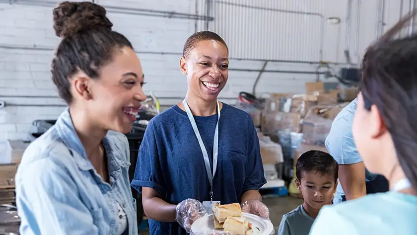 People helping at a charity event
