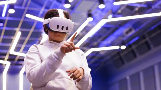 Student using a VR headset