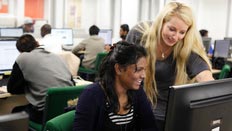 Students and lecturer in a teaching room