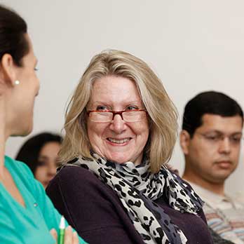 A woman at a lecture