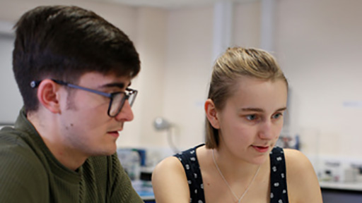 Two students at computer