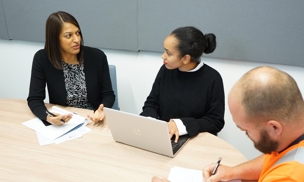 Lawyers meeting client