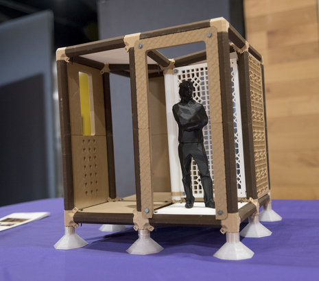 Model of person in box