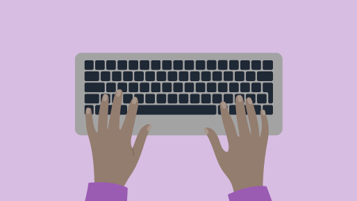 Illustration showing hands typing on a keyboard