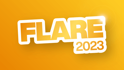 Flare 2023 logo on a yellow background
