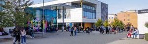 Students outside the Enterprise Hub on de Havilland campus