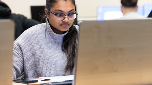 Student working on laptop