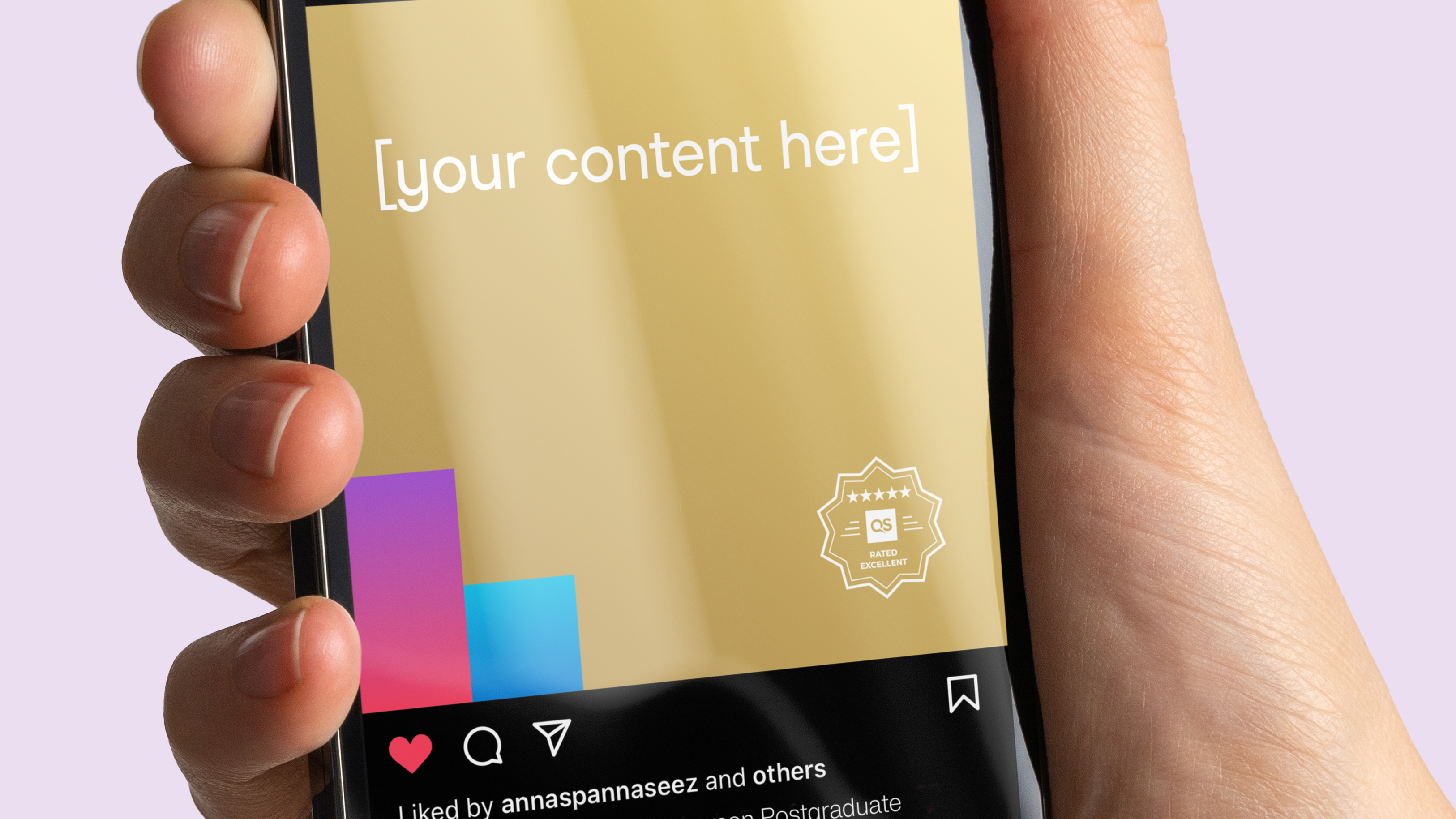 A image of a QS stars social post on a phone in someone's hand