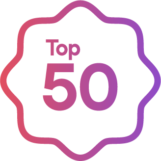 Image of the words Top 50 in purple font