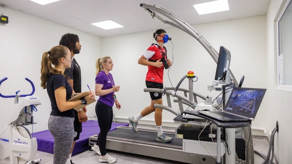 Stevenage players on a treadmill