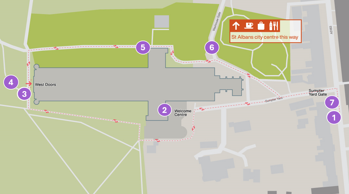 Map of St Albans Cathedral for Feb 26 graduation ceremonies