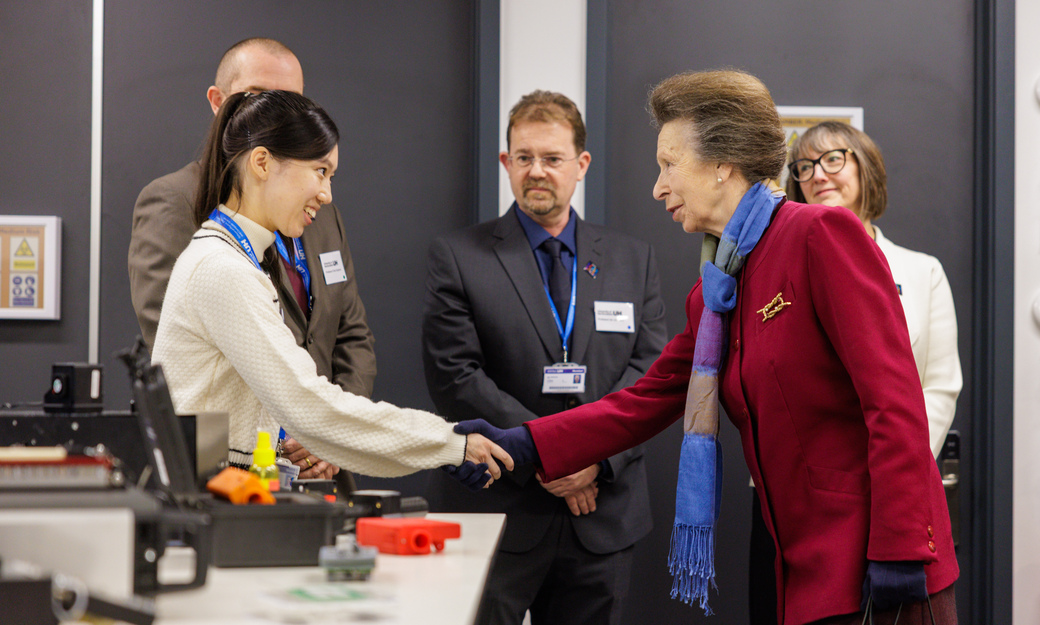 Princess Royal meeting a female student of Specs