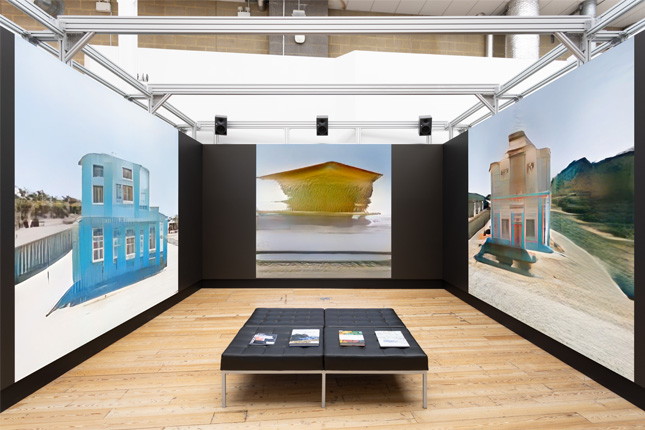 Immersive installation view from 'Firm Foundations Part II' exhibition, featuring Tomas Roope, 'Homes of Argleton Lane', 2020. Photography &copy; Rob Harris.
