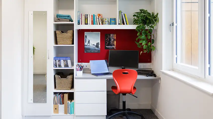 Desk with chair and storage space 
