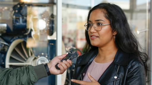 Student being interviewed