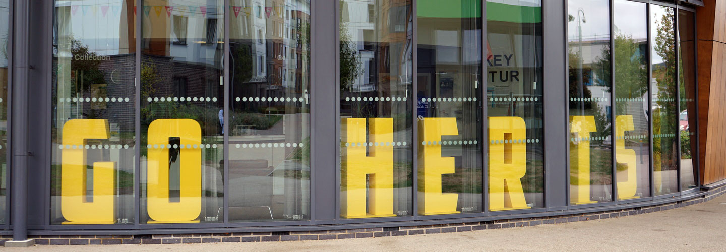 Go Herts signage outside of Hutton Hub