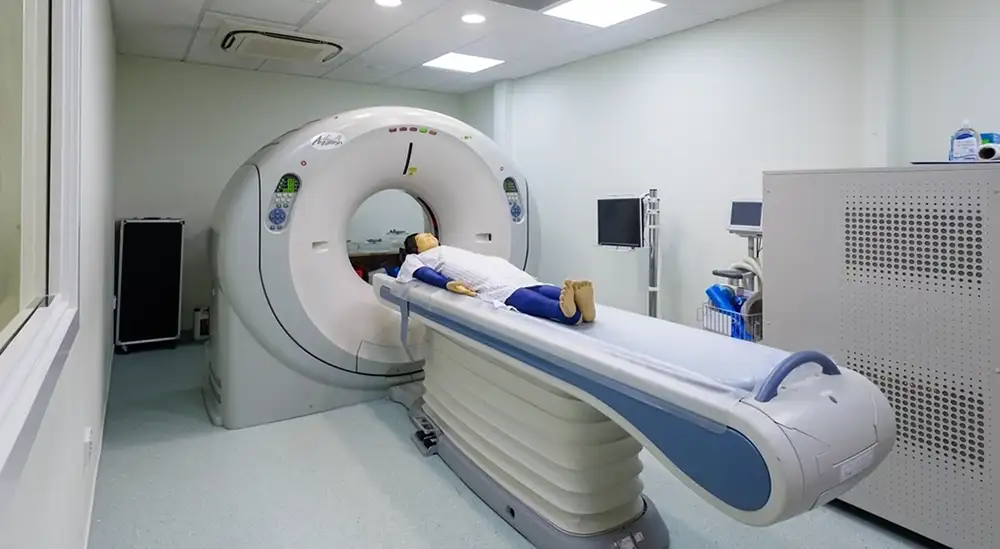 A dummy in an MRI machine
