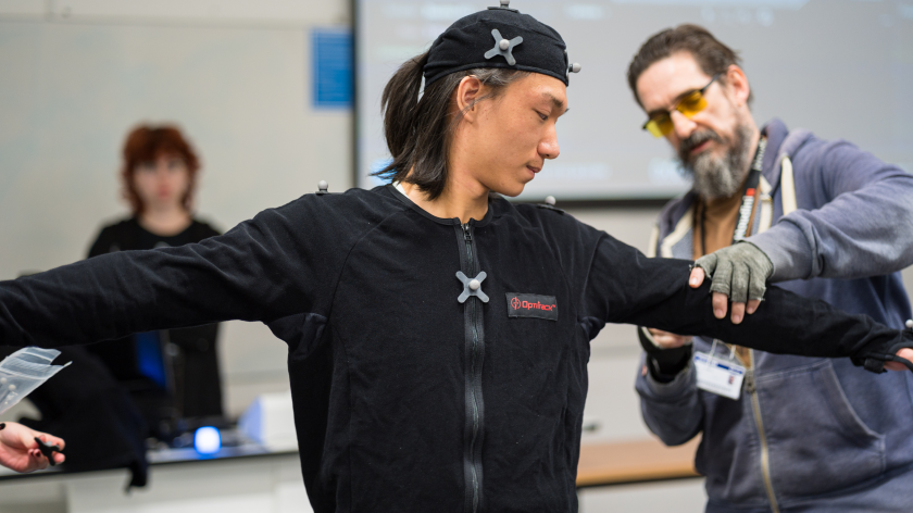 A student having animation trackers added to them