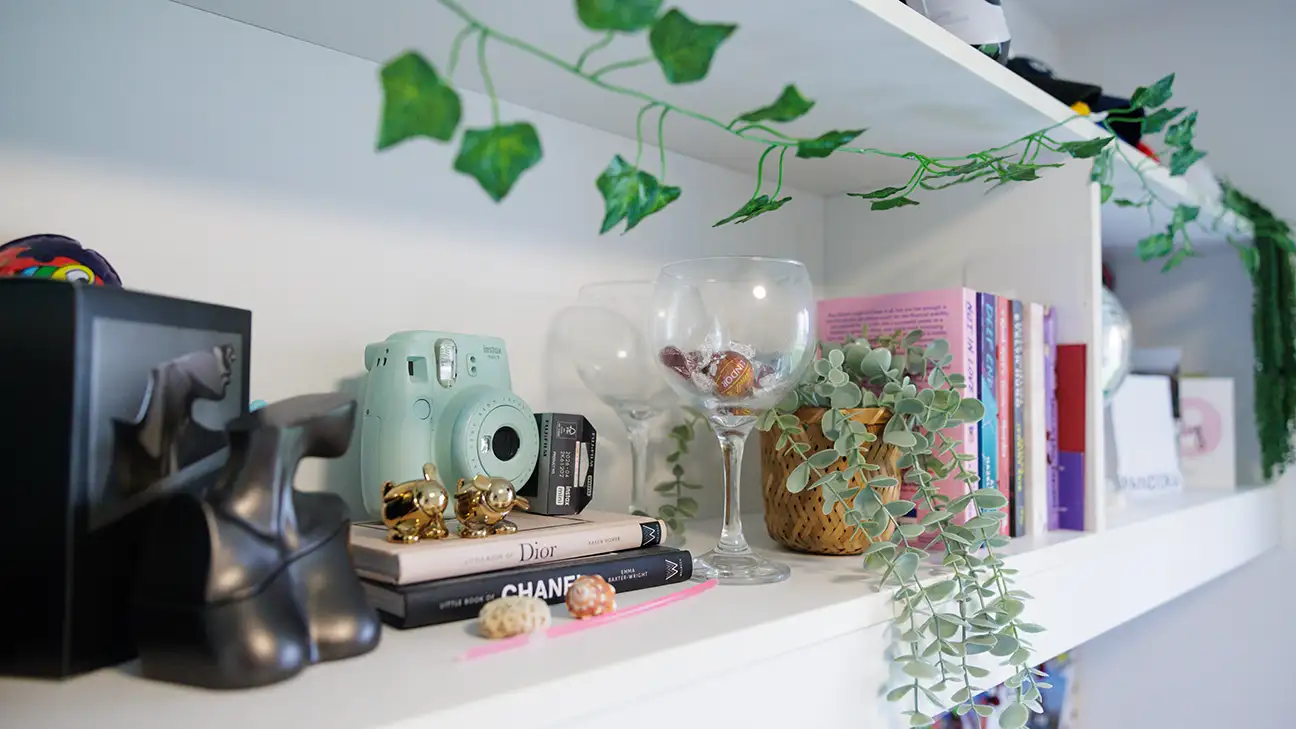 shelf with items on there
