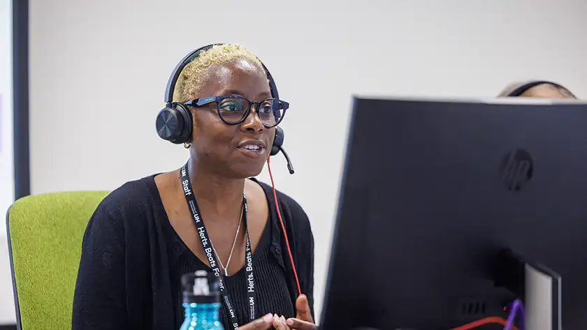 Person with a headset talking