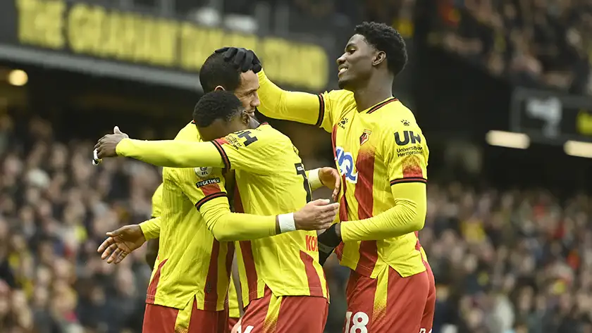 Watford football players celebrating