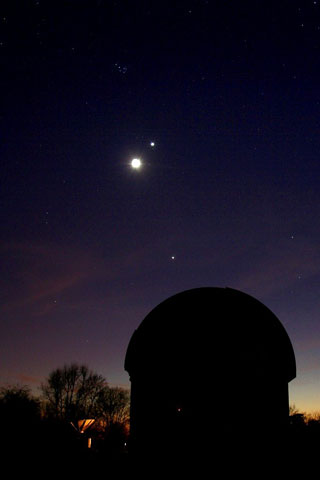 The Moon, Venus, Jupiter and the Pleiades