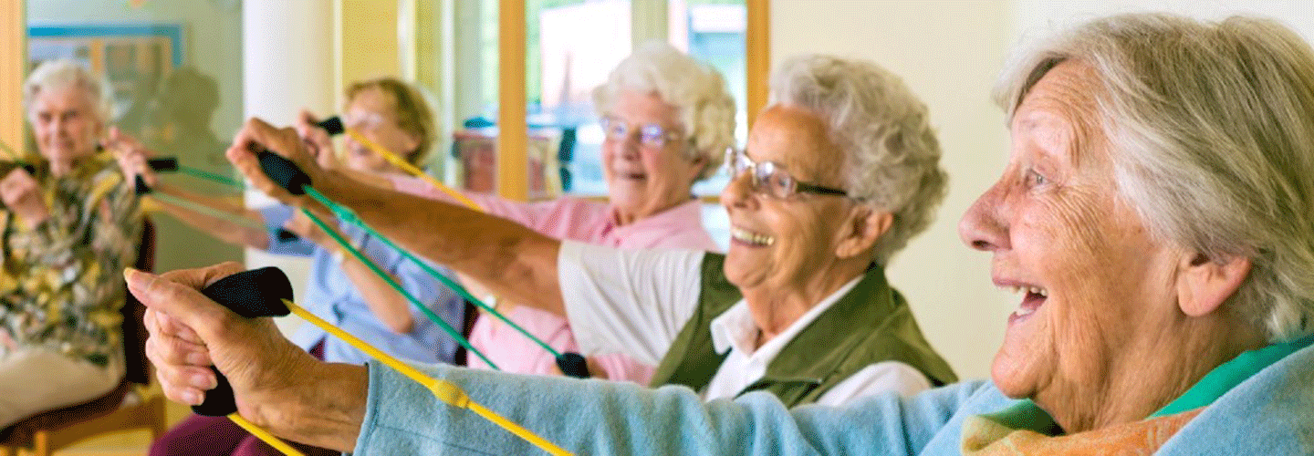 Elderly women exercising  mobile