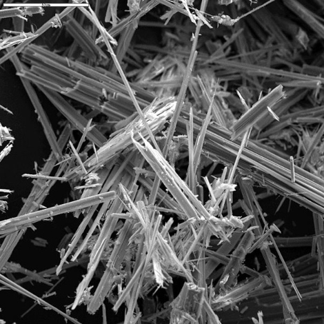 Asbestos fibers close up