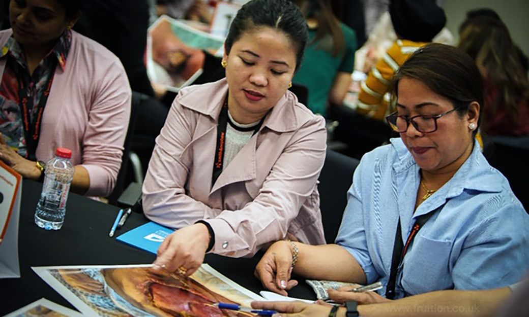 Students viewing a brochure